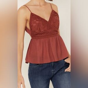 Shyanne Terracotta Lace Tank Top Size Small
